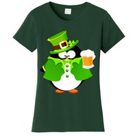 St. Patrack's Day Funny Penguin Drinking Beer Women's T-Shirt