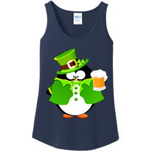 St. Patrack's Day Funny Penguin Drinking Beer Ladies Essential Tank