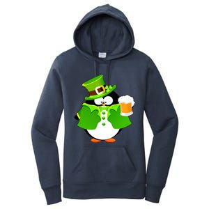 St. Patrack's Day Funny Penguin Drinking Beer Women's Pullover Hoodie