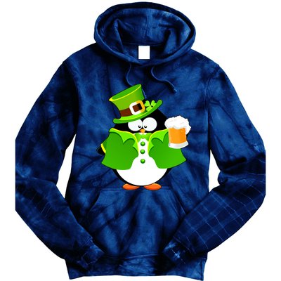 St. Patrack's Day Funny Penguin Drinking Beer Tie Dye Hoodie