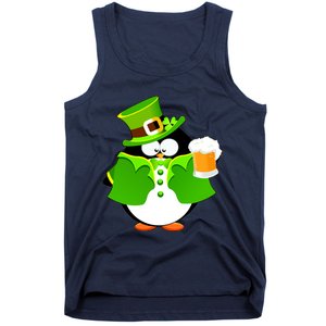 St. Patrack's Day Funny Penguin Drinking Beer Tank Top