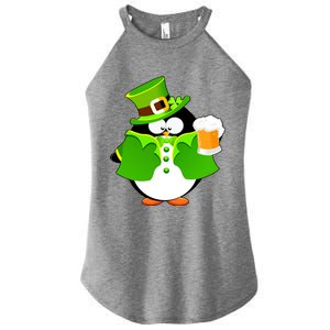 St. Patrack's Day Funny Penguin Drinking Beer Women's Perfect Tri Rocker Tank