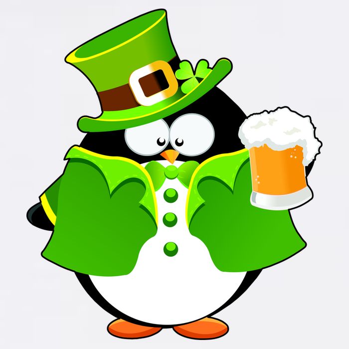 St. Patrack's Day Funny Penguin Drinking Beer Garment-Dyed Sweatshirt