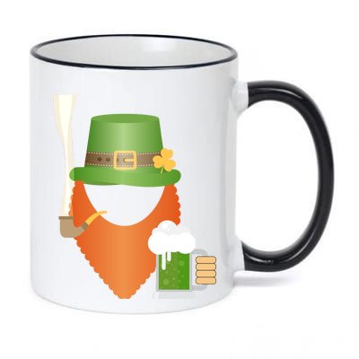 St. Patrack's Day Hipster Leprechaun Orange Beard Smoking Pipe 11oz Black Color Changing Mug