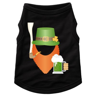 St. Patrack's Day Hipster Leprechaun Orange Beard Smoking Pipe Doggie Tank