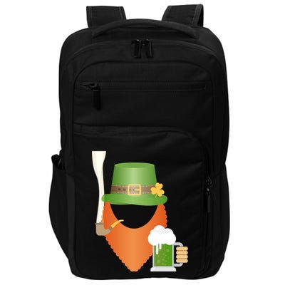 St. Patrack's Day Hipster Leprechaun Orange Beard Smoking Pipe Impact Tech Backpack