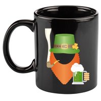 St. Patrack's Day Hipster Leprechaun Orange Beard Smoking Pipe 11oz C Handle Ceramic Mug