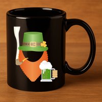 St. Patrack's Day Hipster Leprechaun Orange Beard Smoking Pipe 11oz C Handle Ceramic Mug