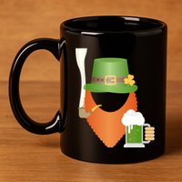 St. Patrack's Day Hipster Leprechaun Orange Beard Smoking Pipe 11oz C Handle Ceramic Mug