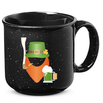 St. Patrack's Day Hipster Leprechaun Orange Beard Smoking Pipe 15oz Campfire Ceramic Mug