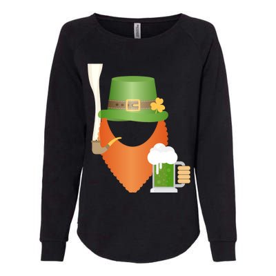 St. Patrack's Day Hipster Leprechaun Orange Beard Smoking Pipe Womens California Wash Sweatshirt