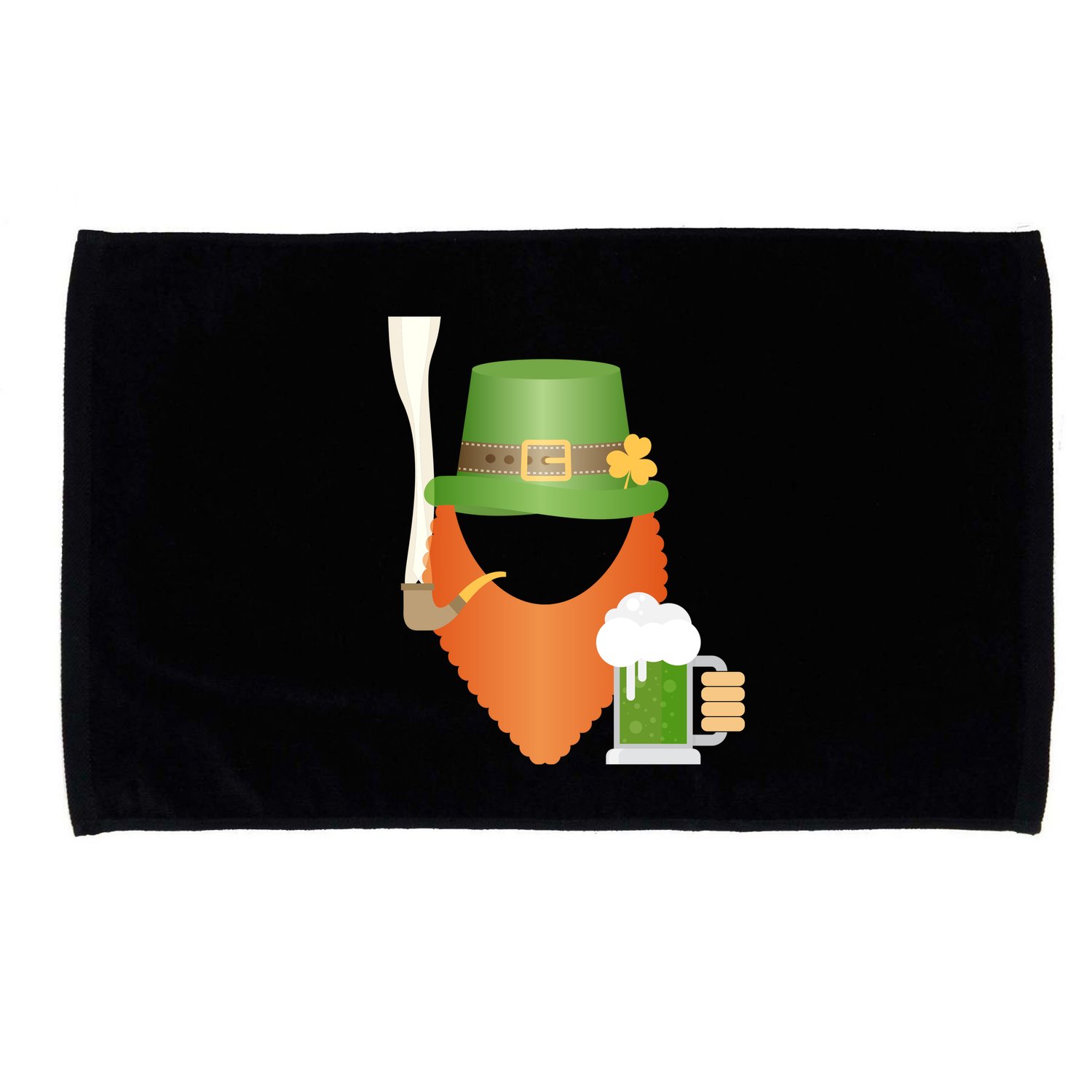 St. Patrack's Day Hipster Leprechaun Orange Beard Smoking Pipe Microfiber Hand Towel