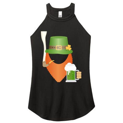 St. Patrack's Day Hipster Leprechaun Orange Beard Smoking Pipe Women's Perfect Tri Rocker Tank