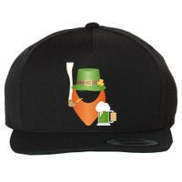 St. Patrack's Day Hipster Leprechaun Orange Beard Smoking Pipe Wool Snapback Cap