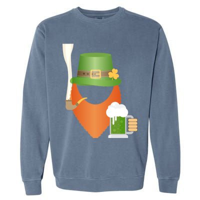 St. Patrack's Day Hipster Leprechaun Orange Beard Smoking Pipe Garment-Dyed Sweatshirt