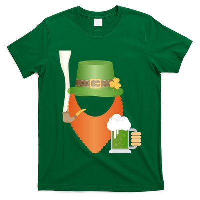 St. Patrack's Day Hipster Leprechaun Orange Beard Smoking Pipe T-Shirt