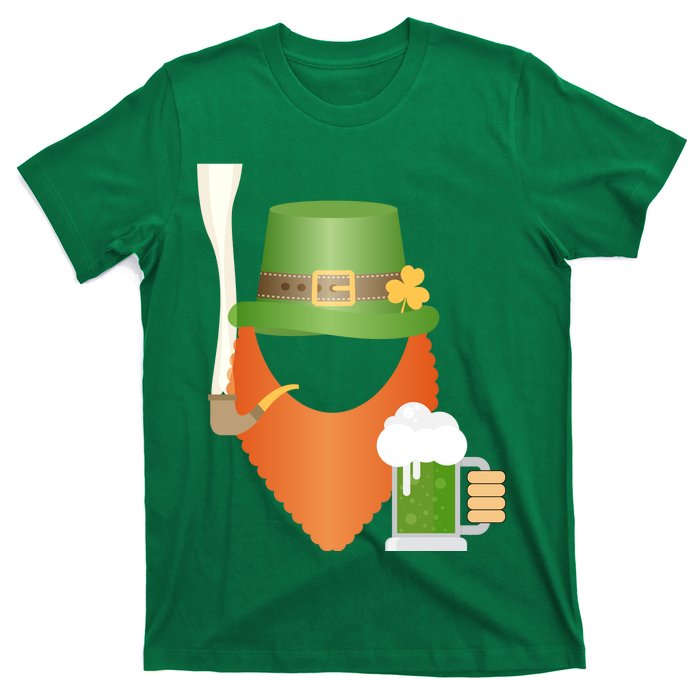 St. Patrack's Day Hipster Leprechaun Orange Beard Smoking Pipe T-Shirt