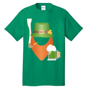 St. Patrack's Day Hipster Leprechaun Orange Beard Smoking Pipe Tall T-Shirt