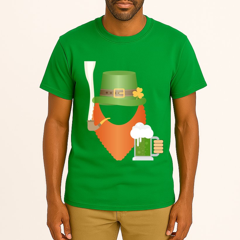 St. Patrack's Day Hipster Leprechaun Orange Beard Smoking Pipe Tall T-Shirt