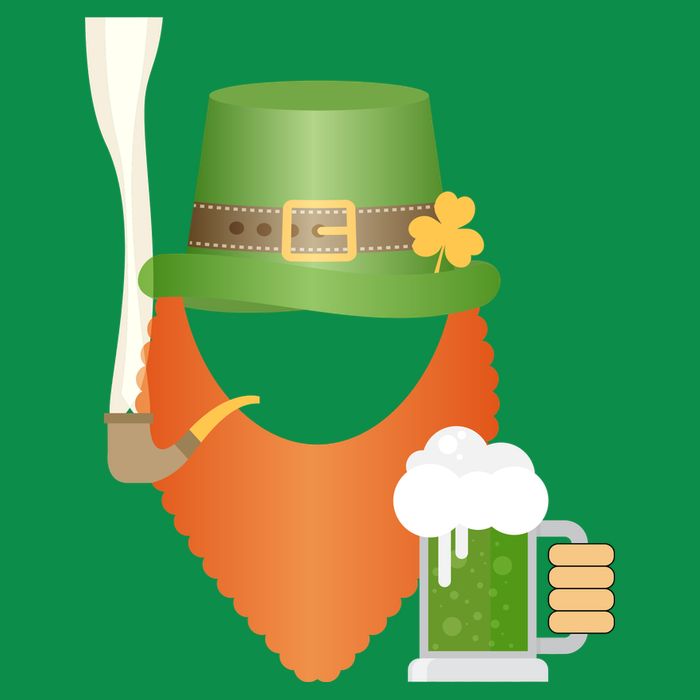 St. Patrack's Day Hipster Leprechaun Orange Beard Smoking Pipe Tall T-Shirt