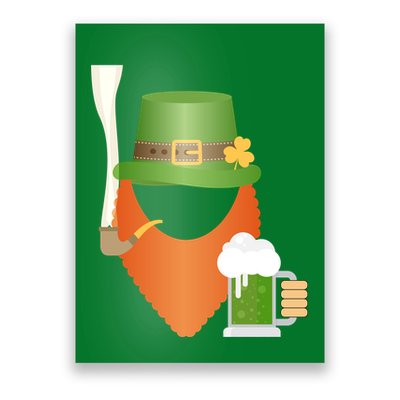 St. Patrack's Day Hipster Leprechaun Orange Beard Smoking Pipe Poster