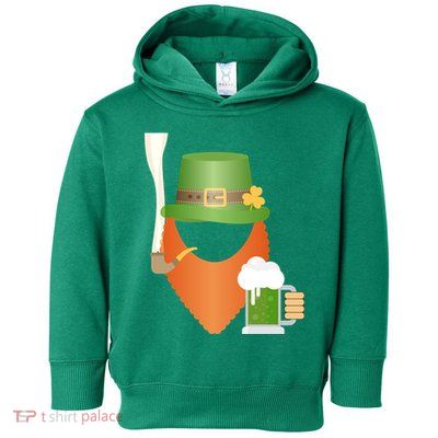 St. Patrack's Day Hipster Leprechaun Orange Beard Smoking Pipe Toddler Hoodie