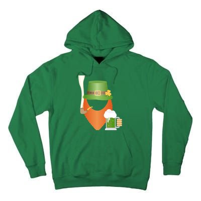St. Patrack's Day Hipster Leprechaun Orange Beard Smoking Pipe Tall Hoodie