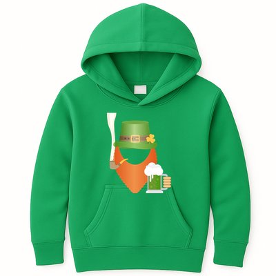 St. Patrack's Day Hipster Leprechaun Orange Beard Smoking Pipe Kids Hoodie
