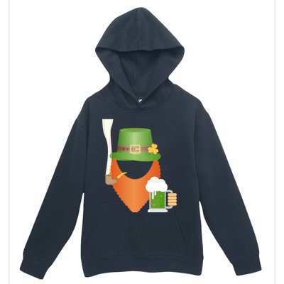 St. Patrack's Day Hipster Leprechaun Orange Beard Smoking Pipe Urban Pullover Hoodie