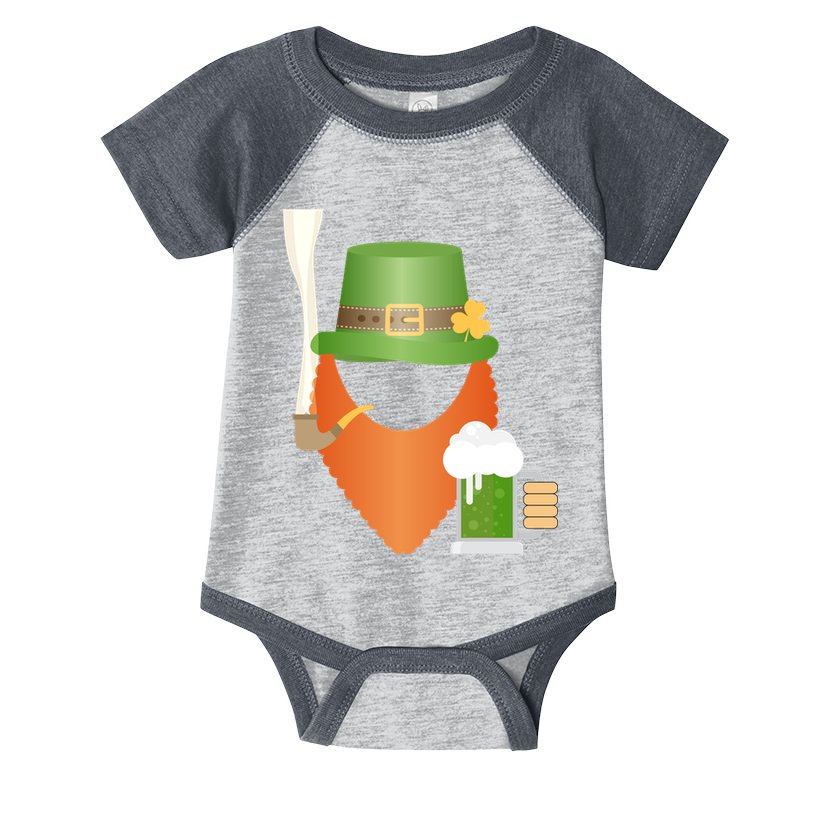 St. Patrack's Day Hipster Leprechaun Orange Beard Smoking Pipe Infant Baby Jersey Bodysuit