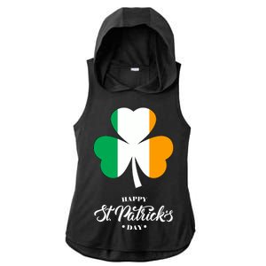 St. Patrick Day Irish Clover Flag Ladies PosiCharge Tri-Blend Wicking Draft Hoodie Tank