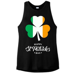 St. Patrick Day Irish Clover Flag Ladies PosiCharge Tri-Blend Wicking Tank