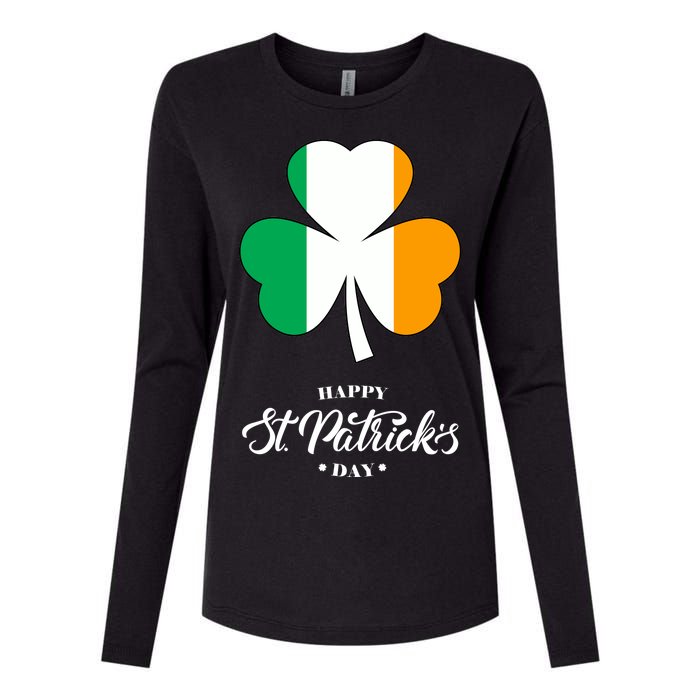 St. Patrick Day Irish Clover Flag Womens Cotton Relaxed Long Sleeve T-Shirt