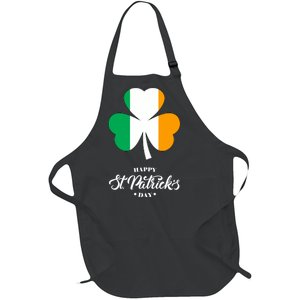 St. Patrick Day Irish Clover Flag Full-Length Apron With Pockets