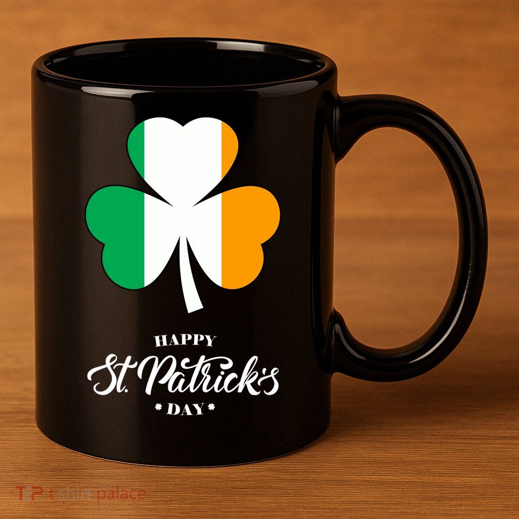 St. Patrick Day Irish Clover Flag 11oz C Handle Ceramic Mug