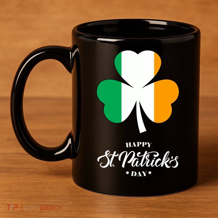 St. Patrick Day Irish Clover Flag 11oz C Handle Ceramic Mug