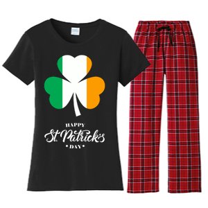 St. Patrick Day Irish Clover Flag Women's Flannel Pajama Set