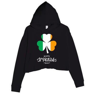 St. Patrick Day Irish Clover Flag Crop Fleece Hoodie