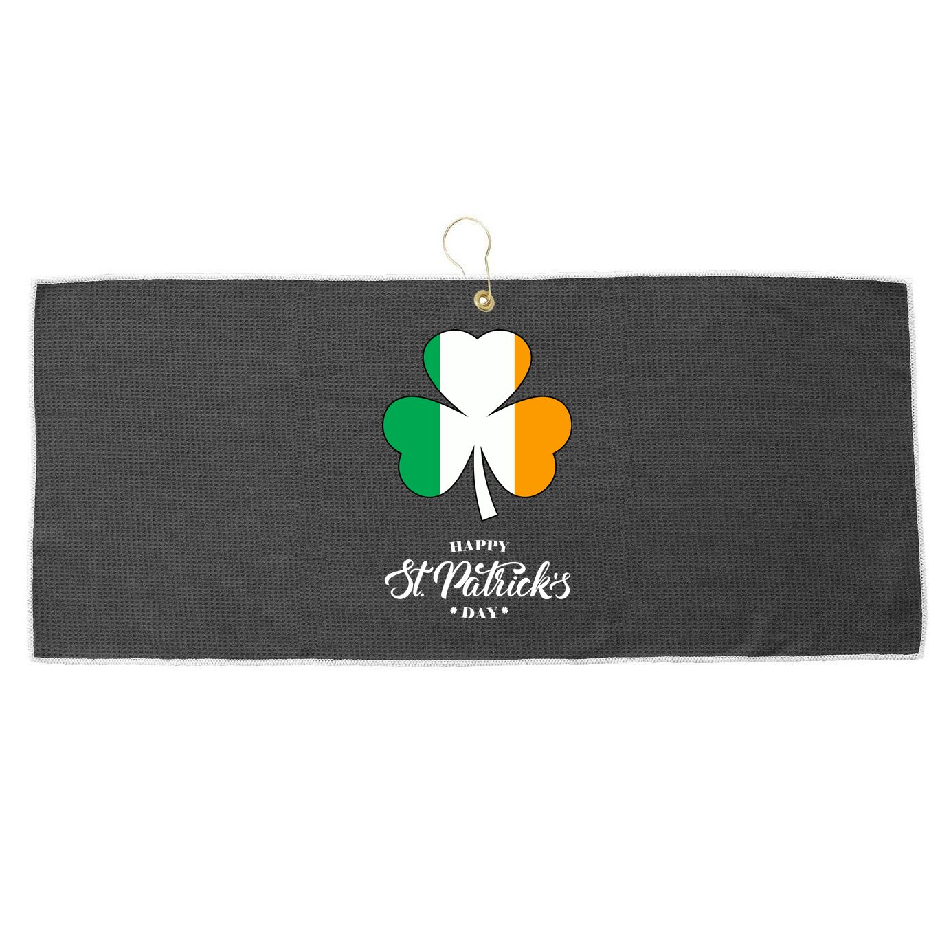 St. Patrick Day Irish Clover Flag Large Microfiber Waffle Golf Towel