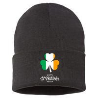 St. Patrick Day Irish Clover Flag Sustainable Knit Beanie