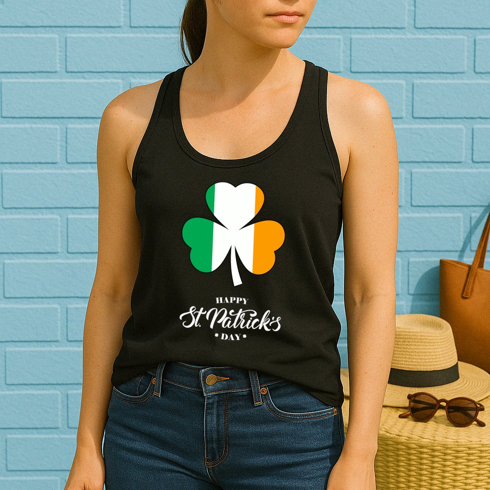 St. Patrick Day Irish Clover Flag Womens Tank Top