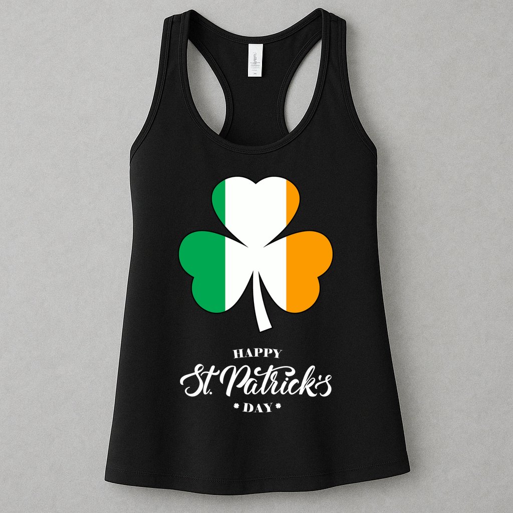 St. Patrick Day Irish Clover Flag Womens Tank Top