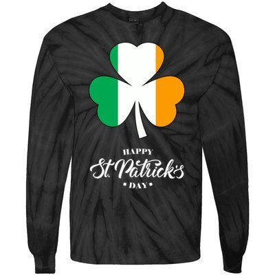 St. Patrick Day Irish Clover Flag Tie-Dye Long Sleeve Shirt