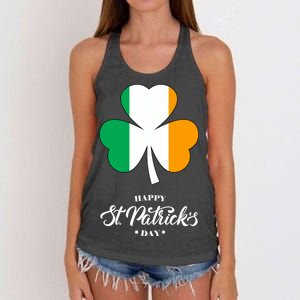 St. Patrick Day Irish Clover Flag Women's Knotted Racerback Tank