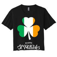 St. Patrick Day Irish Clover Flag Women's Crop Top Tee