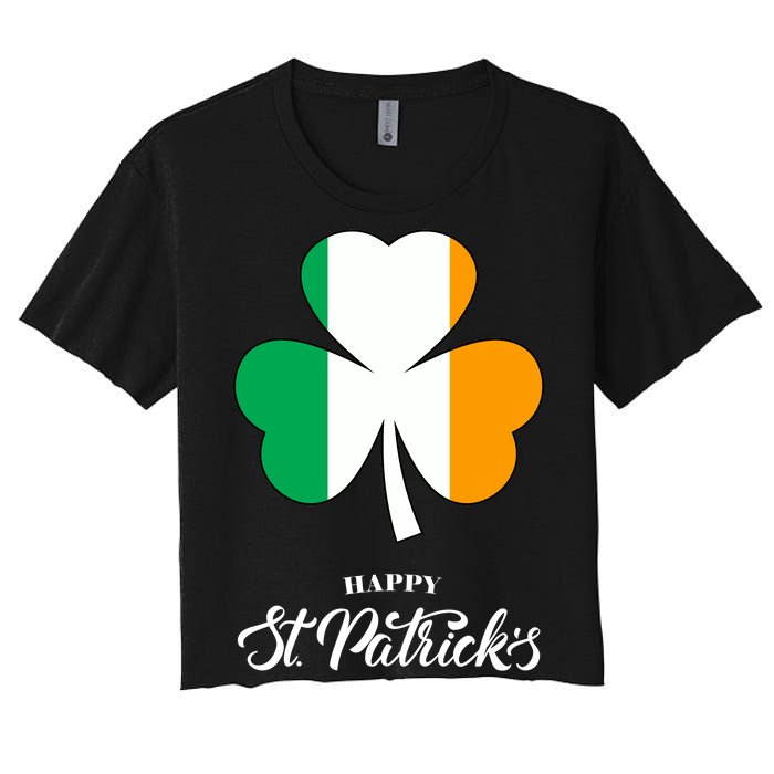 St. Patrick Day Irish Clover Flag Women's Crop Top Tee