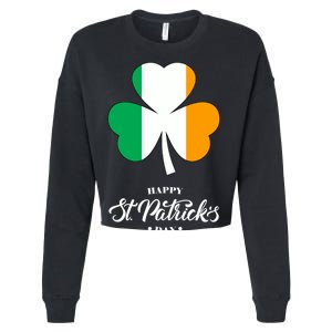 St. Patrick Day Irish Clover Flag Cropped Pullover Crew