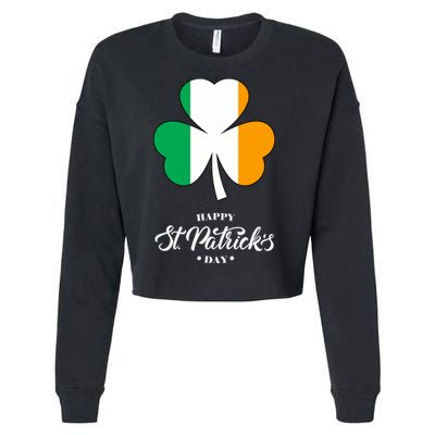 St. Patrick Day Irish Clover Flag Cropped Pullover Crew