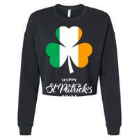 St. Patrick Day Irish Clover Flag Cropped Pullover Crew