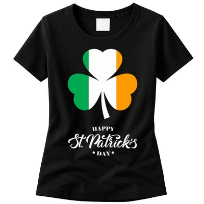 St. Patrick Day Irish Clover Flag Womens T-Shirt